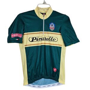 Castelli Pinarello Cycling Jersey Men's Sz M Green Yellow Short Sleeve